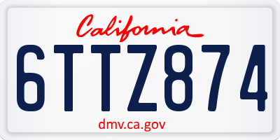 CA license plate 6TTZ874