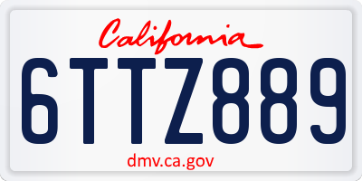 CA license plate 6TTZ889