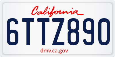 CA license plate 6TTZ890