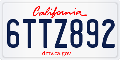 CA license plate 6TTZ892
