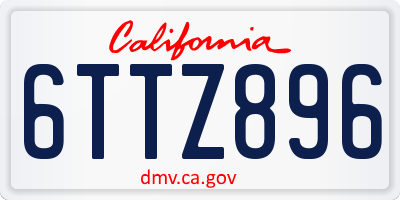CA license plate 6TTZ896