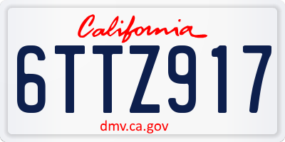 CA license plate 6TTZ917