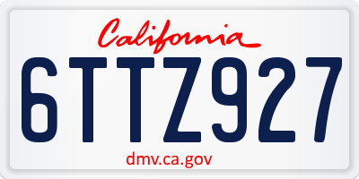 CA license plate 6TTZ927