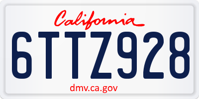 CA license plate 6TTZ928