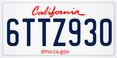 CA license plate 6TTZ930