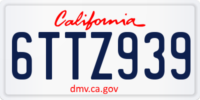 CA license plate 6TTZ939