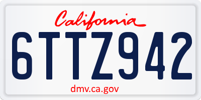CA license plate 6TTZ942