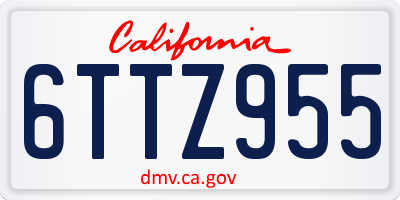 CA license plate 6TTZ955