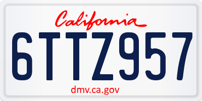 CA license plate 6TTZ957