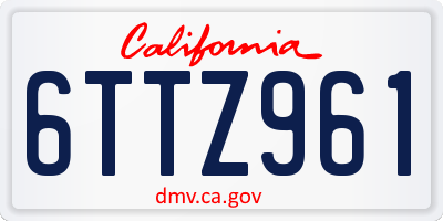 CA license plate 6TTZ961