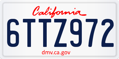 CA license plate 6TTZ972
