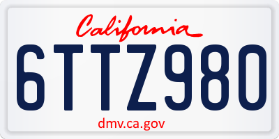 CA license plate 6TTZ980