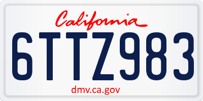 CA license plate 6TTZ983