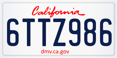 CA license plate 6TTZ986