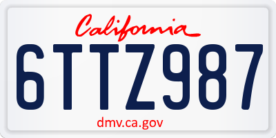 CA license plate 6TTZ987