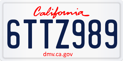 CA license plate 6TTZ989
