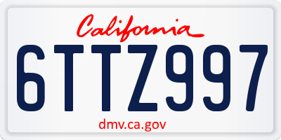 CA license plate 6TTZ997