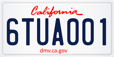 CA license plate 6TUA001
