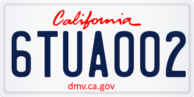 CA license plate 6TUA002