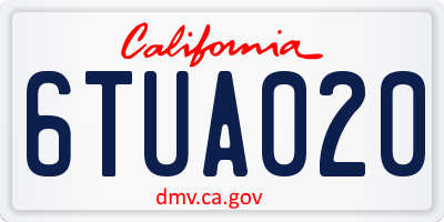 CA license plate 6TUA020