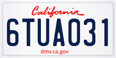 CA license plate 6TUA031