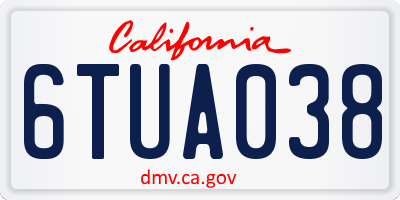 CA license plate 6TUA038