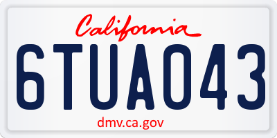 CA license plate 6TUA043