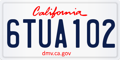 CA license plate 6TUA102