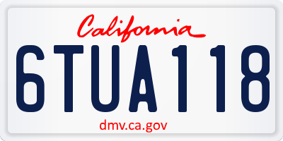 CA license plate 6TUA118