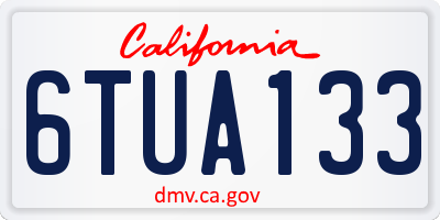 CA license plate 6TUA133