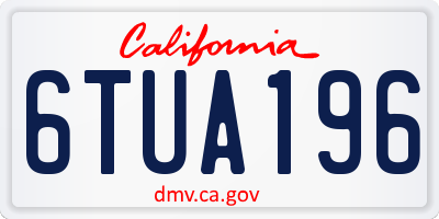 CA license plate 6TUA196