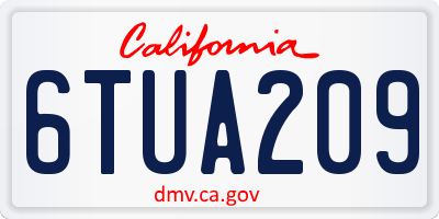 CA license plate 6TUA209