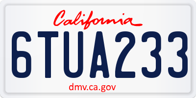 CA license plate 6TUA233
