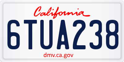 CA license plate 6TUA238
