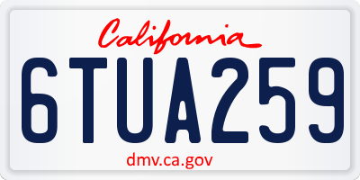 CA license plate 6TUA259