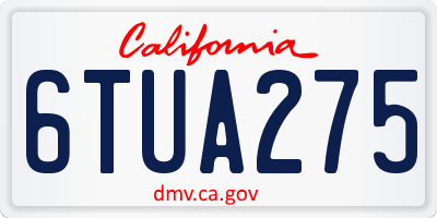 CA license plate 6TUA275