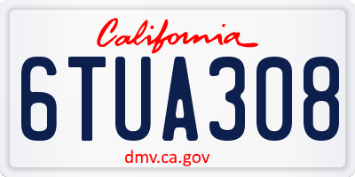 CA license plate 6TUA308