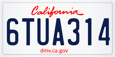 CA license plate 6TUA314