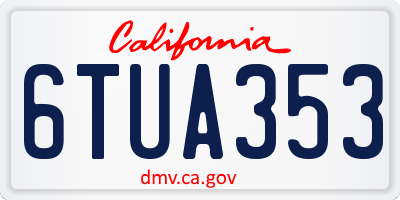 CA license plate 6TUA353