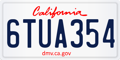 CA license plate 6TUA354