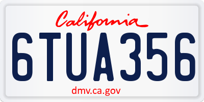 CA license plate 6TUA356
