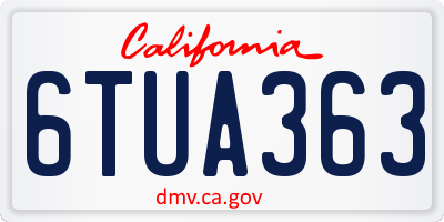 CA license plate 6TUA363
