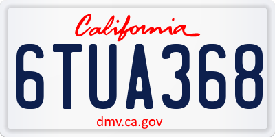 CA license plate 6TUA368