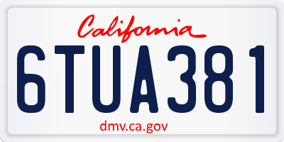 CA license plate 6TUA381