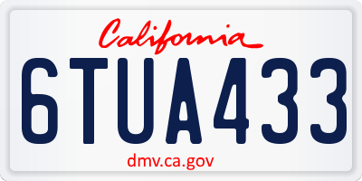 CA license plate 6TUA433