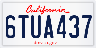 CA license plate 6TUA437