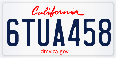 CA license plate 6TUA458