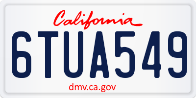 CA license plate 6TUA549