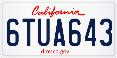 CA license plate 6TUA643
