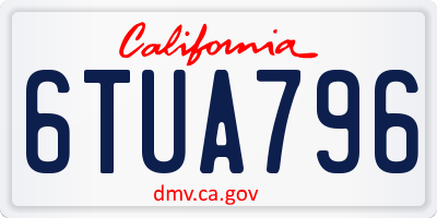 CA license plate 6TUA796